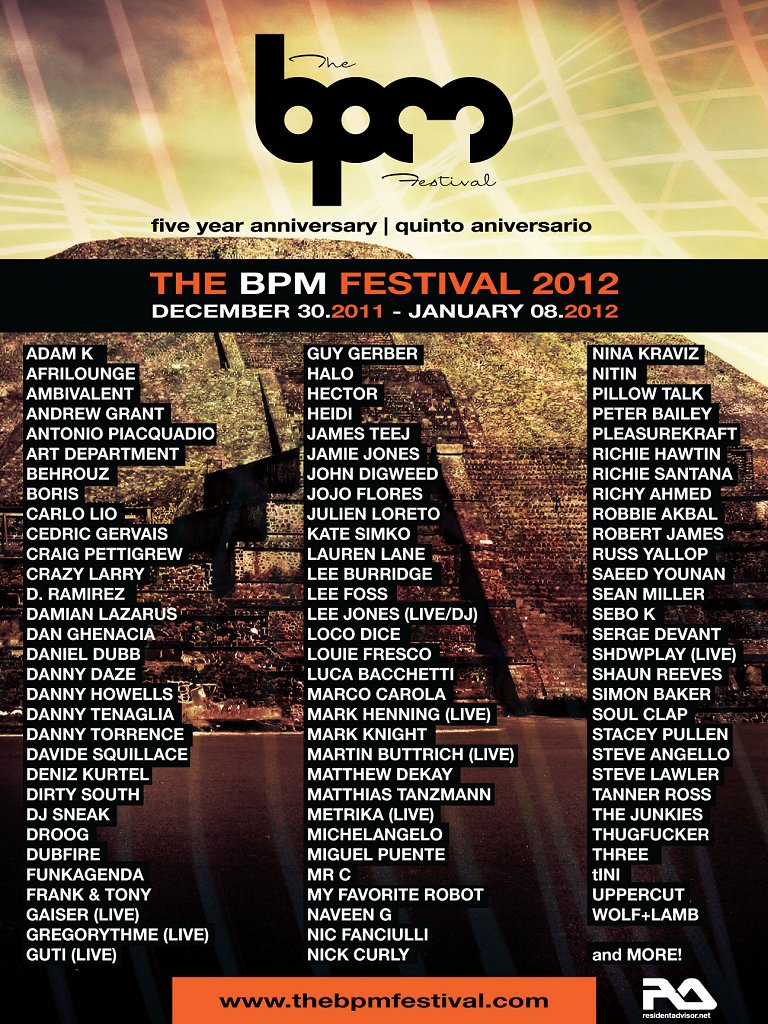 The Bpm Festival: Phase One Artist Line-Up at Playa del Carmen, Mexico