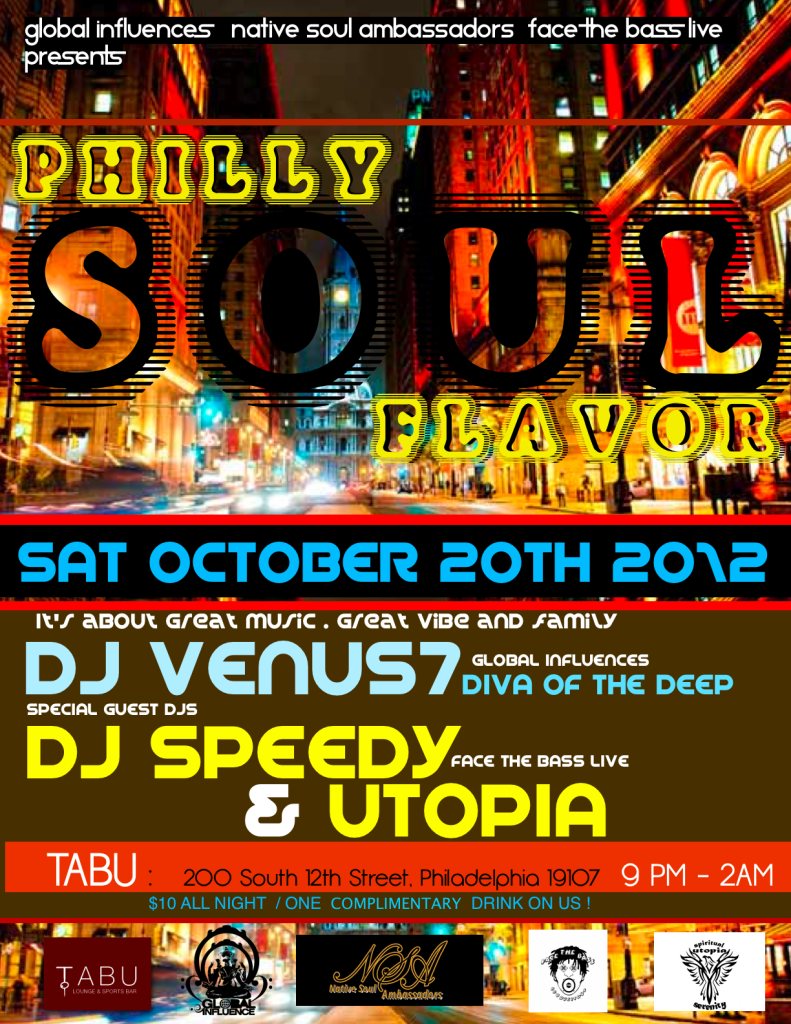 Philly Soul Flavor with Venus7 & Face The Bass at Tabu, Philadelphia