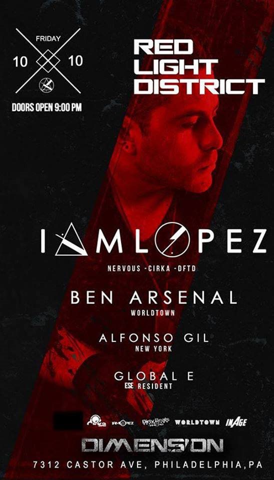 Stolthed talent Morgen Red Light District with Iamlopez, Ben Arsenal, Alfonso Gil, Global E at  Club Dimension, Philadelphia