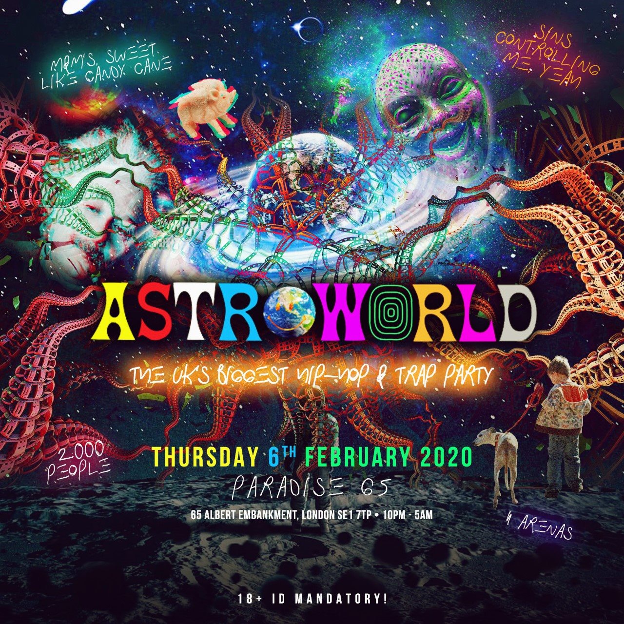Astroworld - The UKs Biggest Hip-Hop Party at Paradise 65 Warehouse, London