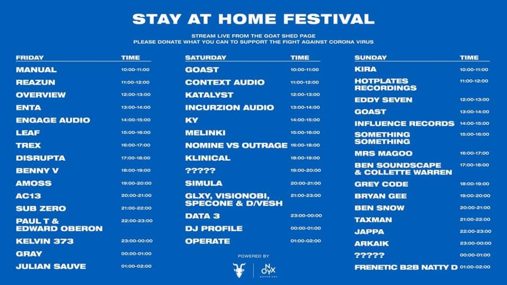 Stay at Home Festival // NHS Fundraiser // Easter Weekend at Livestream,  Streamland